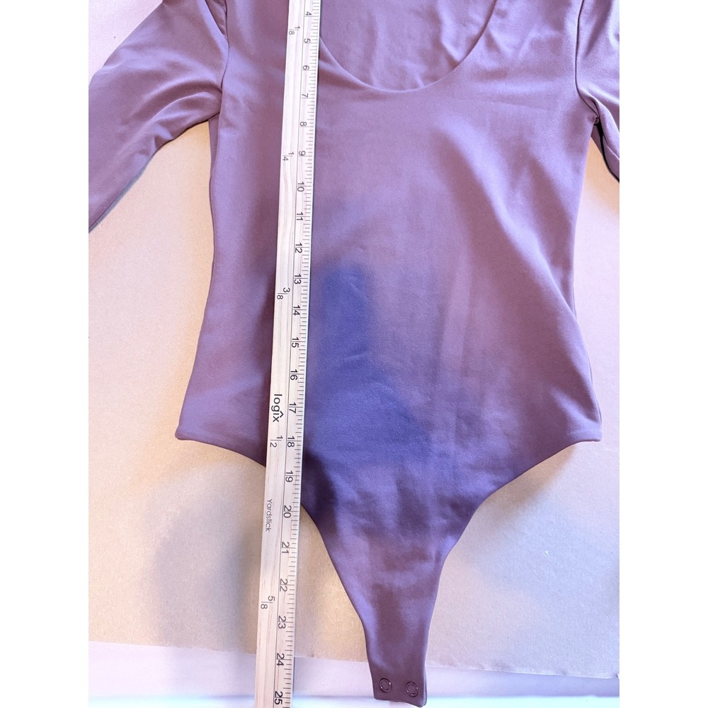 Nuuds Womens XS Brown Long Sleeve Scoop Neck Thong Bodysuit Minimalist Neutral - Picture 5 of 6
